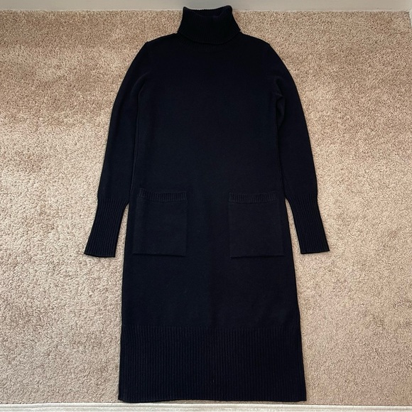 Athleta 2023 Alpine Size XS Turtleneck Long Sleeve Knit Sweater Dress in Black - Picture 2 of 16